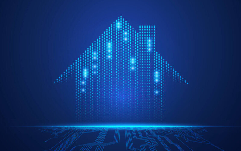 Concept,Of,Smart,Home,Technology,,Graphic,Of,Futuristic,House,With