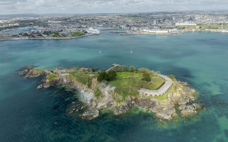 Aerial view of an island