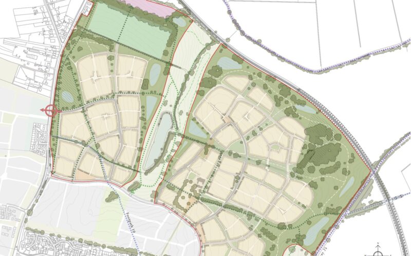 Aerial view of a map of a new residential development