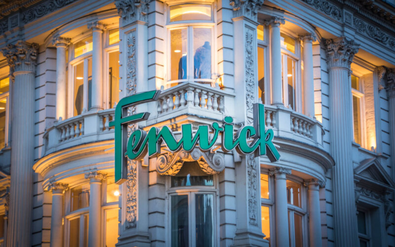 London-,January,,2019:,Fenwick,Store,Exterior,On,Bond,Street,,An