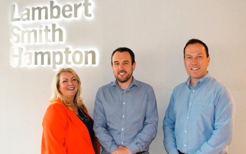 Lisa O’Connor of RICS NI pictured with Darren Fitzsimons and David Horisk of Lambert Smith Hampton Ireland