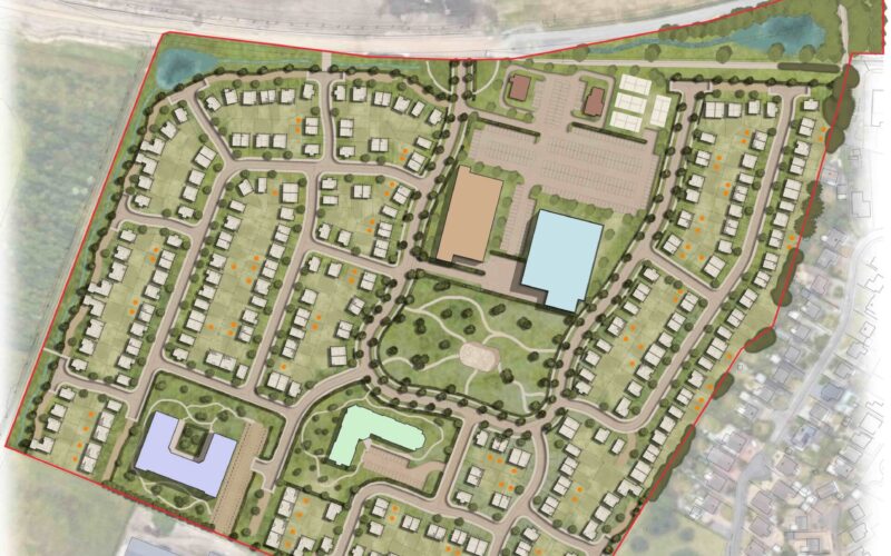 Aerial view map showing a new development