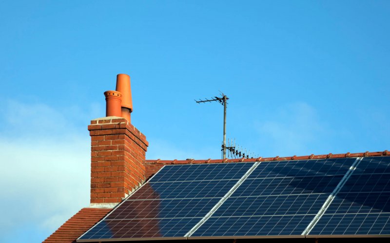 Renewable energy - solar panels on a private house