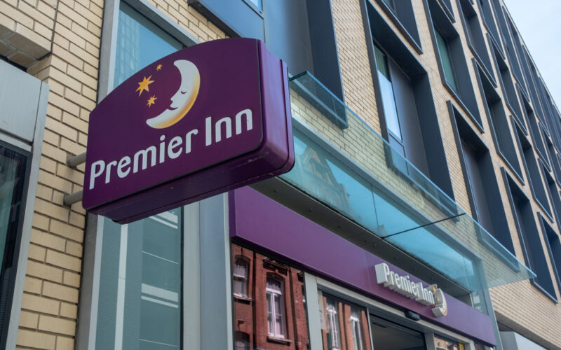 London,,June,2021:,Premier,Inn,Logo,On,Exterior,Of,Hotel