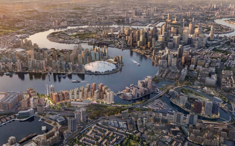 CGI aerial view of East London