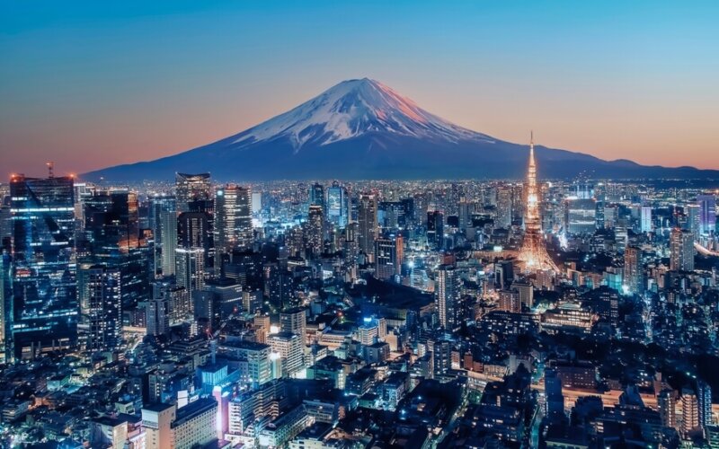 Tokyo,City,Viewed,From,High,Up,At,Sunset,,Japan