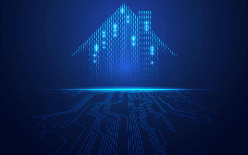 Concept,Of,Smart,Home,Technology,,Graphic,Of,Futuristic,House,With