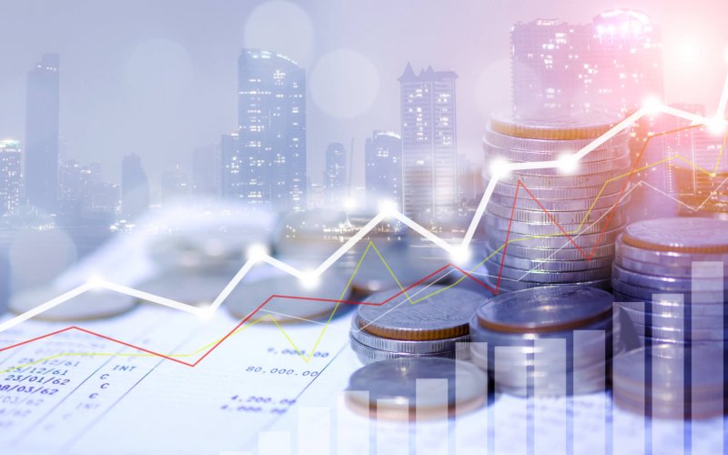 Stock,Market,Or,Forex,Trading,Graph,,Rows,Of,Coins,For
