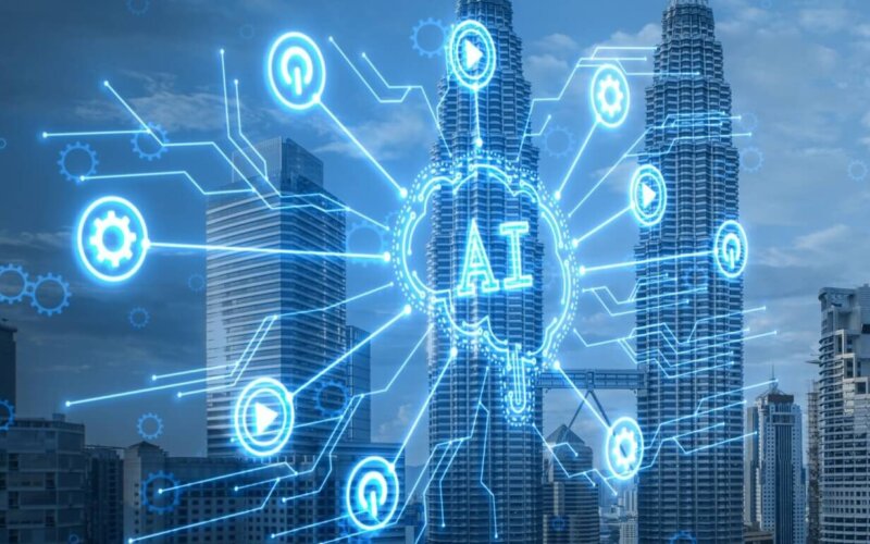 Creative,Glowing,Ai,Brain,Hologram,And,Circuit,On,Blurry,Toned